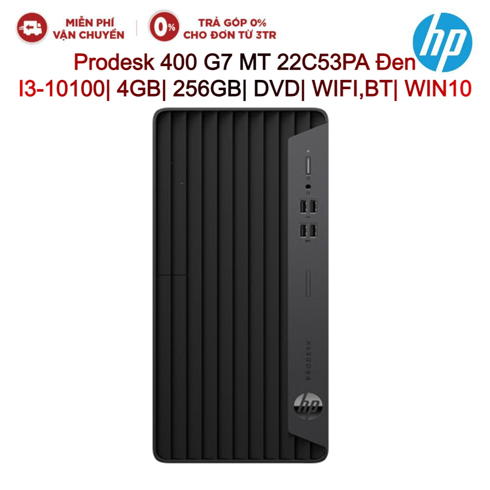 Máy tính PC HP PRODESK 400 G7 MT 22C53PA Đen I310100| 4GB| 256GB| OB| DVD