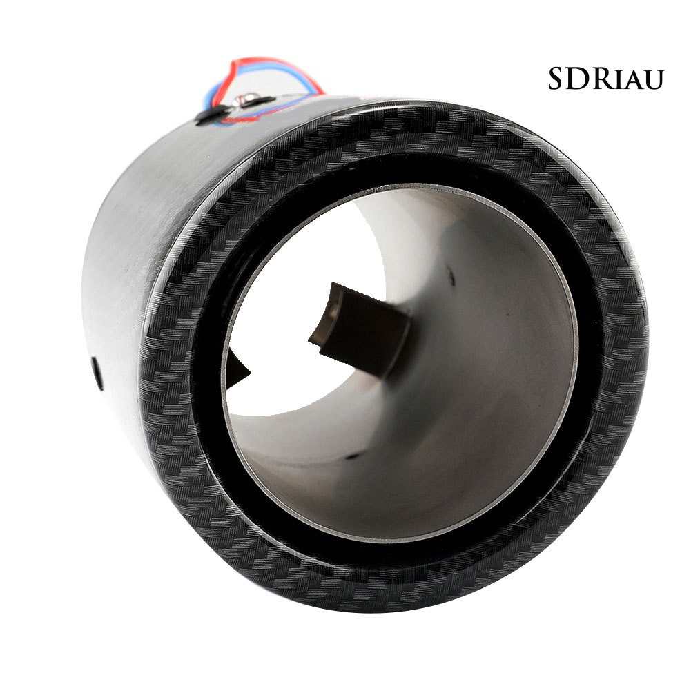 Ống xả giảm thanh có đèn LED màu đỏ/xanh dương họa tiết sợi carbon gắn đuôi xe hơi