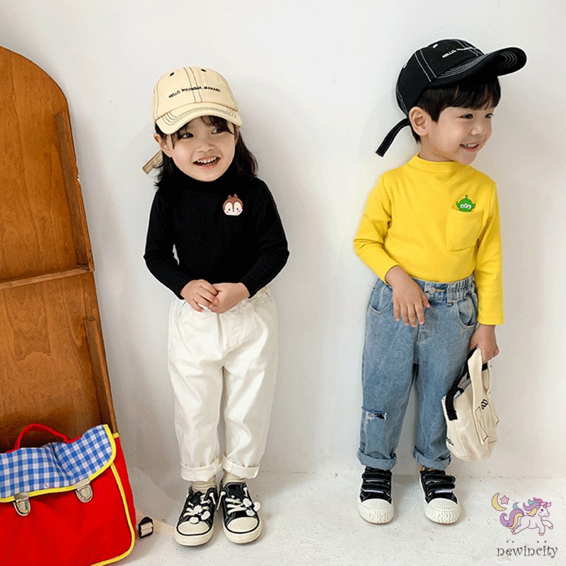 Áo Cổ Cao Họa Tiết Hoạt Hình Thời Trang Hàn Quốc Cho Bé