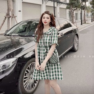 Váy suông hoạ tiết kẻ caro thêu quả dứa dễ thương⚡️Ảnh thật