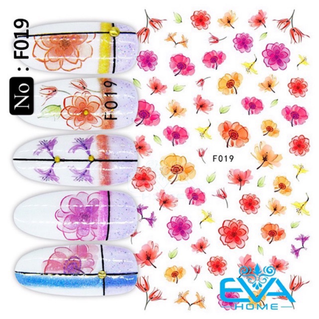 Miếng Dán Móng Tay 3D Nail Sticker Tráng Trí Hoạ Tiết Bông Hoa F019