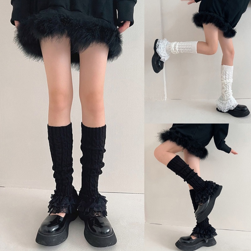 XIXI Vớ Ống Cao Dệt Kim Dày Giữ Ấm Chân Cho Nữ