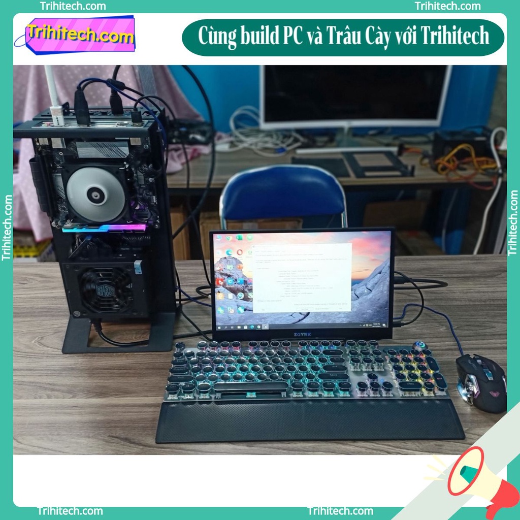 Thùng Case Máy tính xeon E5-2673 V3 GTX1050ti Ram 32G