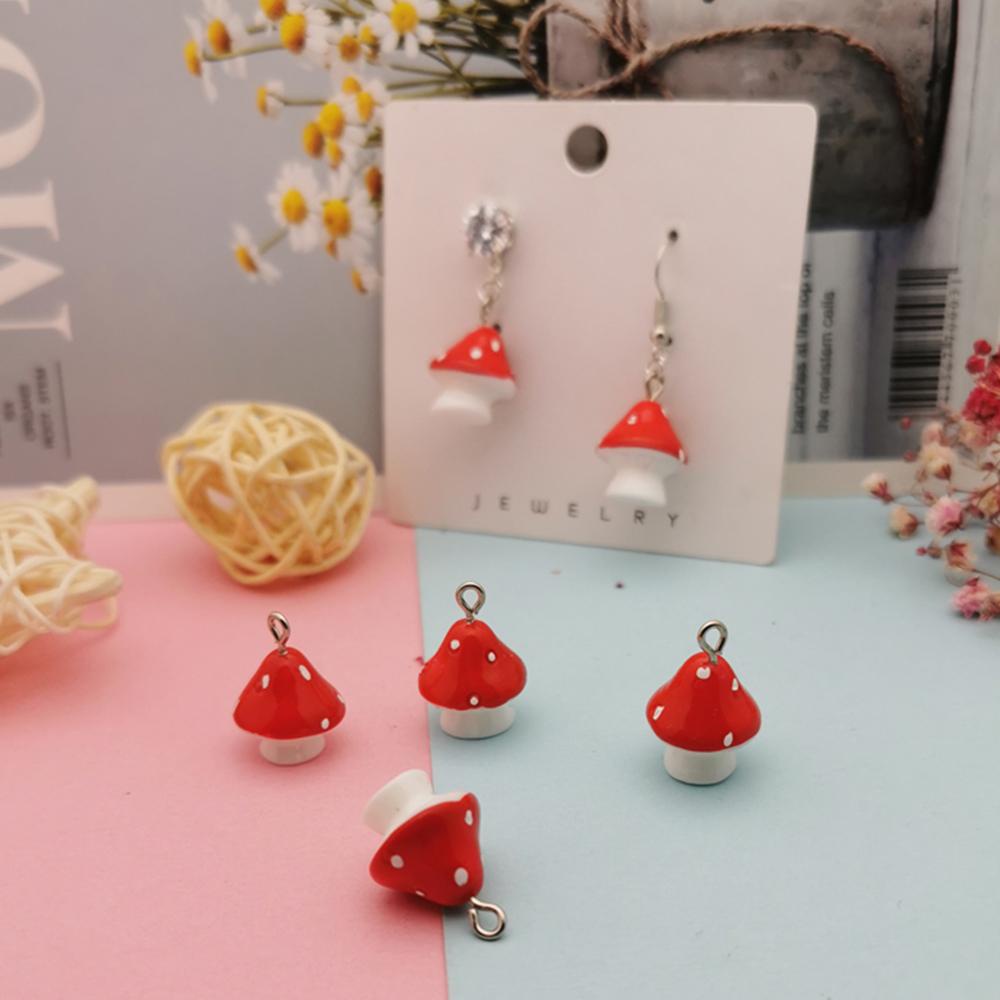 Set 10 Móc Khóa Hình Nấm 3D Bằng Nhựa Resin DIY