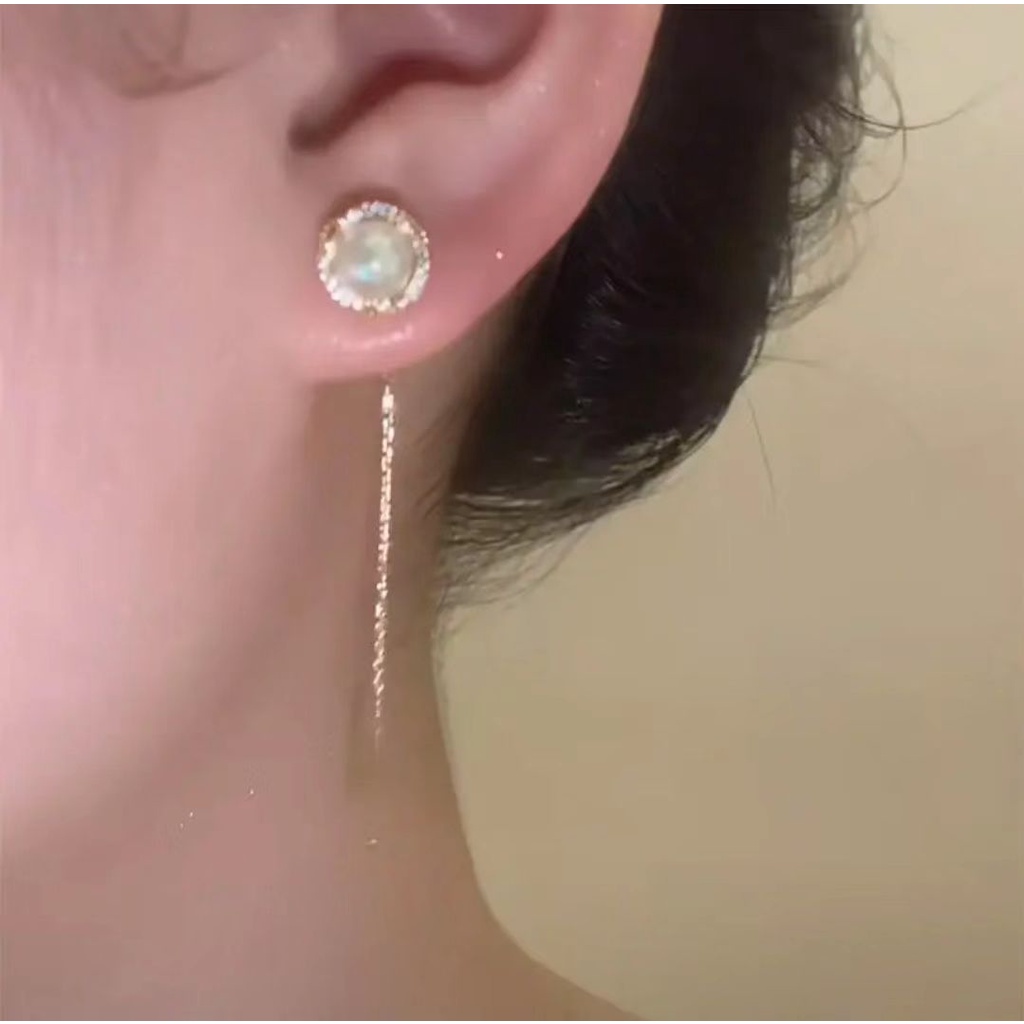 [Jiudolan] Bông Tai Dáng Dài Đính Ngọc Trai Thanh Lịch Thời Trang Cho Nữ