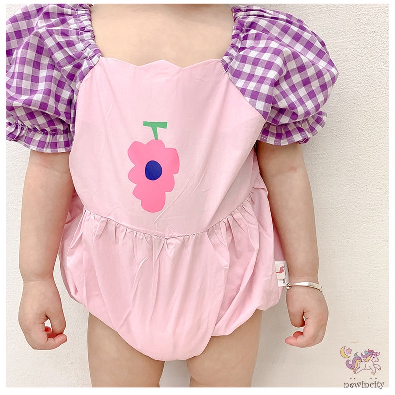 Jumpsuit Tay Phồng Màu Sắc Tương Phản Phong Cách Hàn Quốc Cho Bé Gái