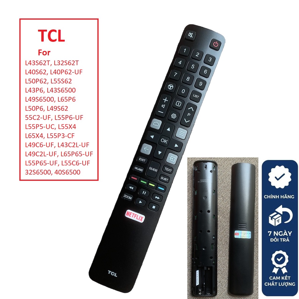 Remote điều khiển tivi TCL Smart CHÍNH HÃNG hàng mới 100% các dòng L43P65-UF L43S62T, L32S62T, L40S6