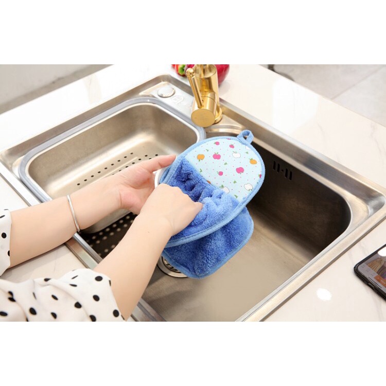 Khăn Lau Tay Tam Giác 2 Mặt Có Móc Treo,Khăn Lau Bát Chén Đĩa Nhà Bếp Dày Dặn Đa Năng - Khăn Siêu Thấm Hút Nước_CC