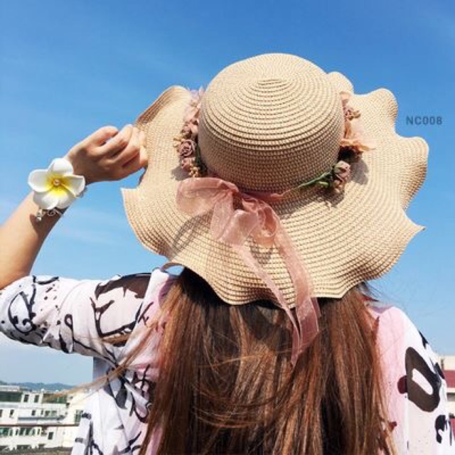 [SIEU HOT] Nón cói vành nhún hoa