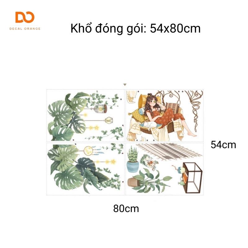 Decal dán tường cô gái ngồi xích đu trang trí phòng ngủ, phòng trọ