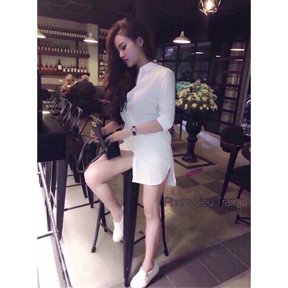 10.10 Sale Đầm sơ mi trắng Chất kate. Có 1 màu. KÈm hình chụp thật 100%. Size dưới 55kg vừa. Đơn giản mà đẹp nha . .