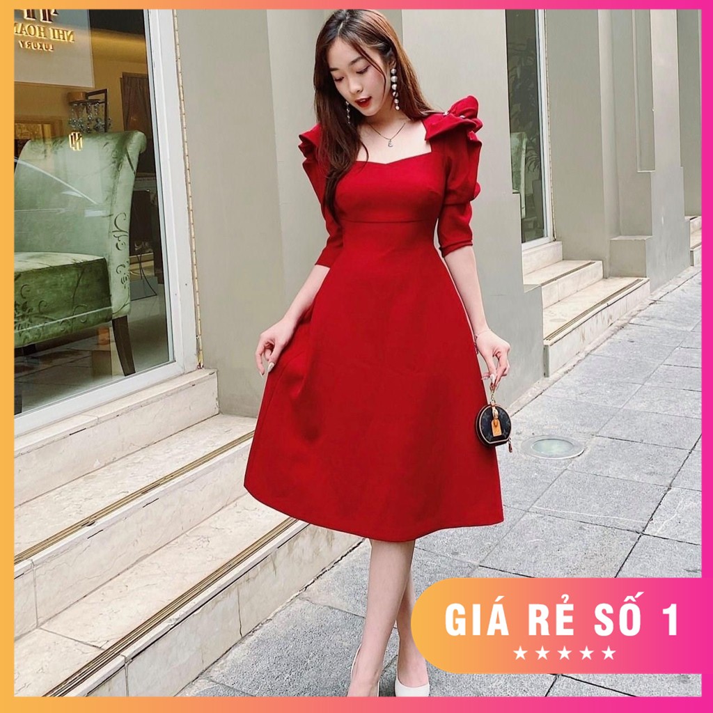Đầm xòe tay phồng chất đẹp phù hợp dự tiệc công sở đủ size S,M,L,XL,XXL - 85415