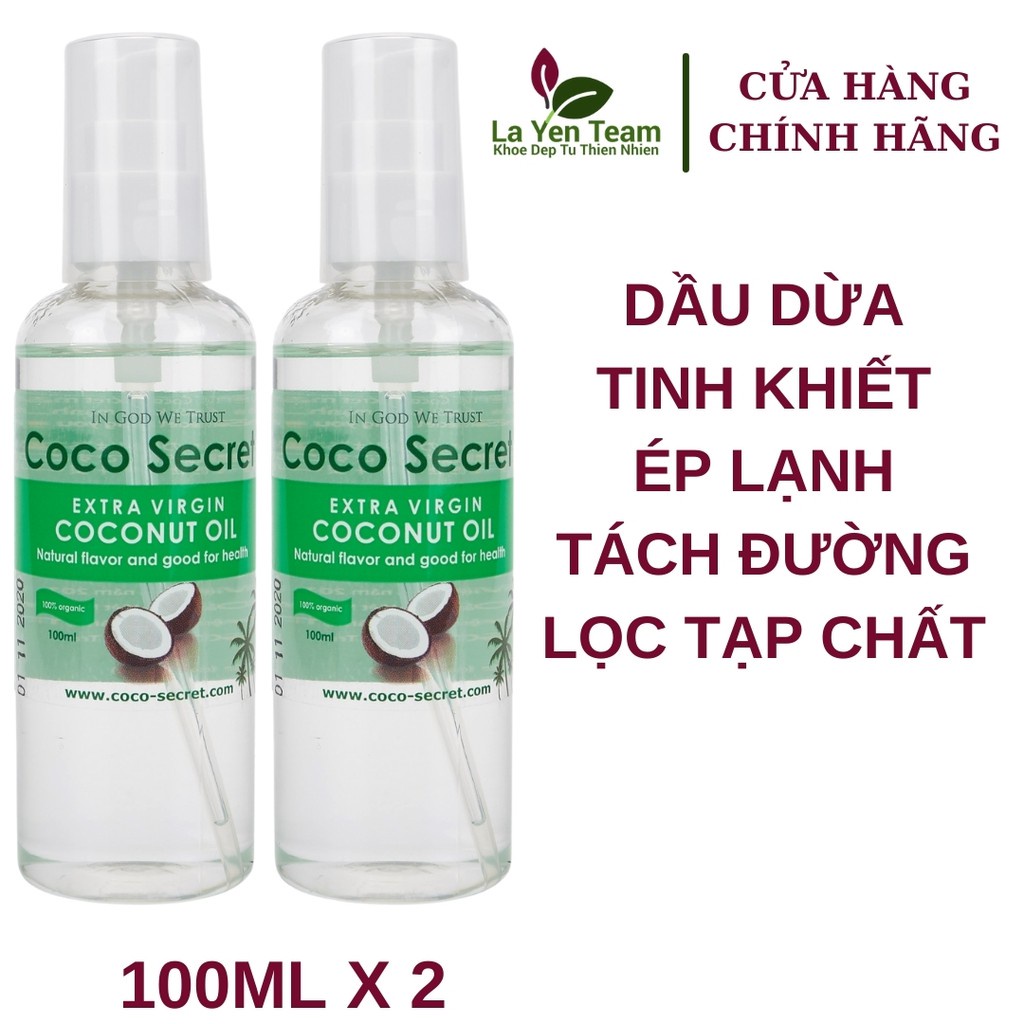Dầu Dừa Tinh Khiết Coco Secret 100ml Làm Đẹp Từ Trong Ra Ngoài [Combo 2 Chai]