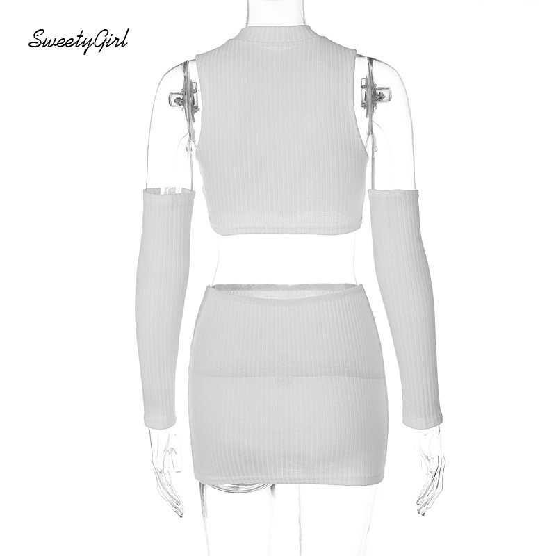 Bộ Đồ Thời Trang 2022 Gồm Áo Cổ Tròn Tay Dài Và Quần Lưng Cao Màu Trắng Trơn Ôm Dáng Gợi Cảm Dễ Phối Đồ Cho Nữ