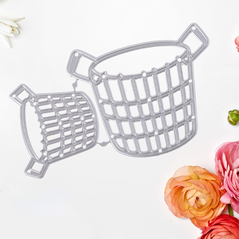 Khuôn Cắt Giấy Kim Loại Hình Giỏ Đựng Hoa Quả Xinh Xắn