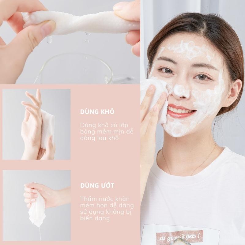 Khăn Mặt Dùng 1 Lần Lau Khô ANIMERRY Khăn Giấy Đa Năng 100% Cotton Cao Cấp Lau Ướt LOPEVA SECRET TT64