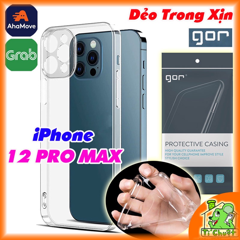 [Chính Hãng GOR-Ảnh Thật] Ốp lưng iPhone 12 PRO MAX 6.7&quot; Silicon Dẻo Trong Suốt Xịn