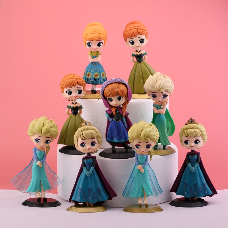 Mô hình công chúa Ariel Elsa Anna Belle 15cm bằng PVC trang trí bánh kem