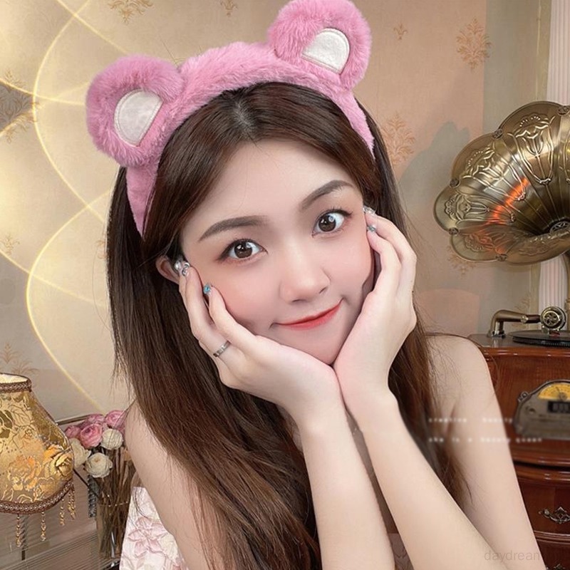 Băng Đô Cài Tóc Phủ Lông Chống Trượt Kiểu Hoạt Hình Dễ Thương