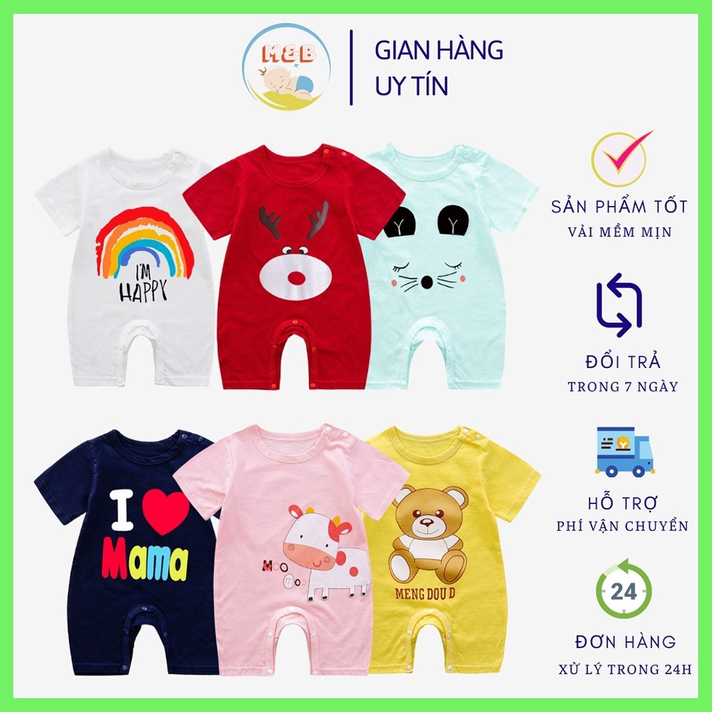 Body đùi cho bé trai gái sơ sinh bodysuit cho bé cộc tay Mịn Mát hàng đẹp Quảng Châu xuất khẩu từ 3-12kg - BDC01