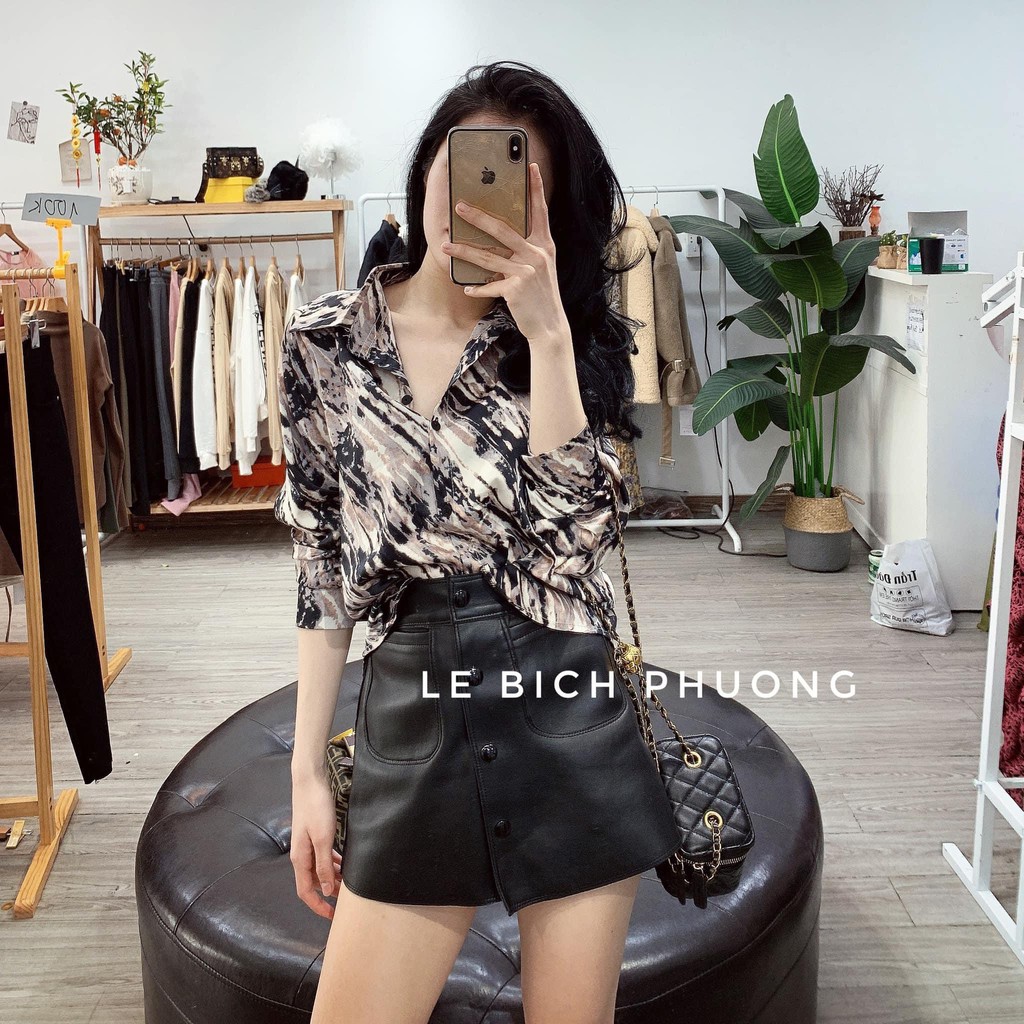 Áo sơ mi nữ 💖FREESHIP💖 Áo sơ mi loang cho nữ - Áo SƠ MI lụa loang cao cấp Size SM