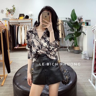 Áo sơ mi nữ 💖freeship💖 áo sơ mi loang cho nữ - áo sơ mi lụa loang cao cấp size sm