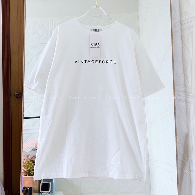 Áo Thun 3158 In Chữ VINTAGEFORCE Form Rộng Unisex Chất Cotton Khô Loại 1, Thoáng Mát, Thấm Hút Mồ Hôi - GUNN