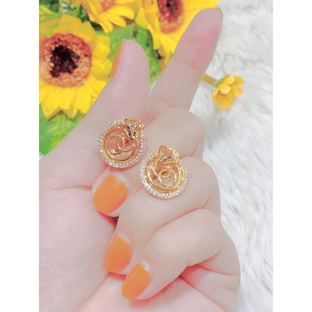 Bông tai nữ đính đá trắng UHA , chuôi cài chắc chắn, kiểu dáng hiện đại, thu hút, sang trọng B58