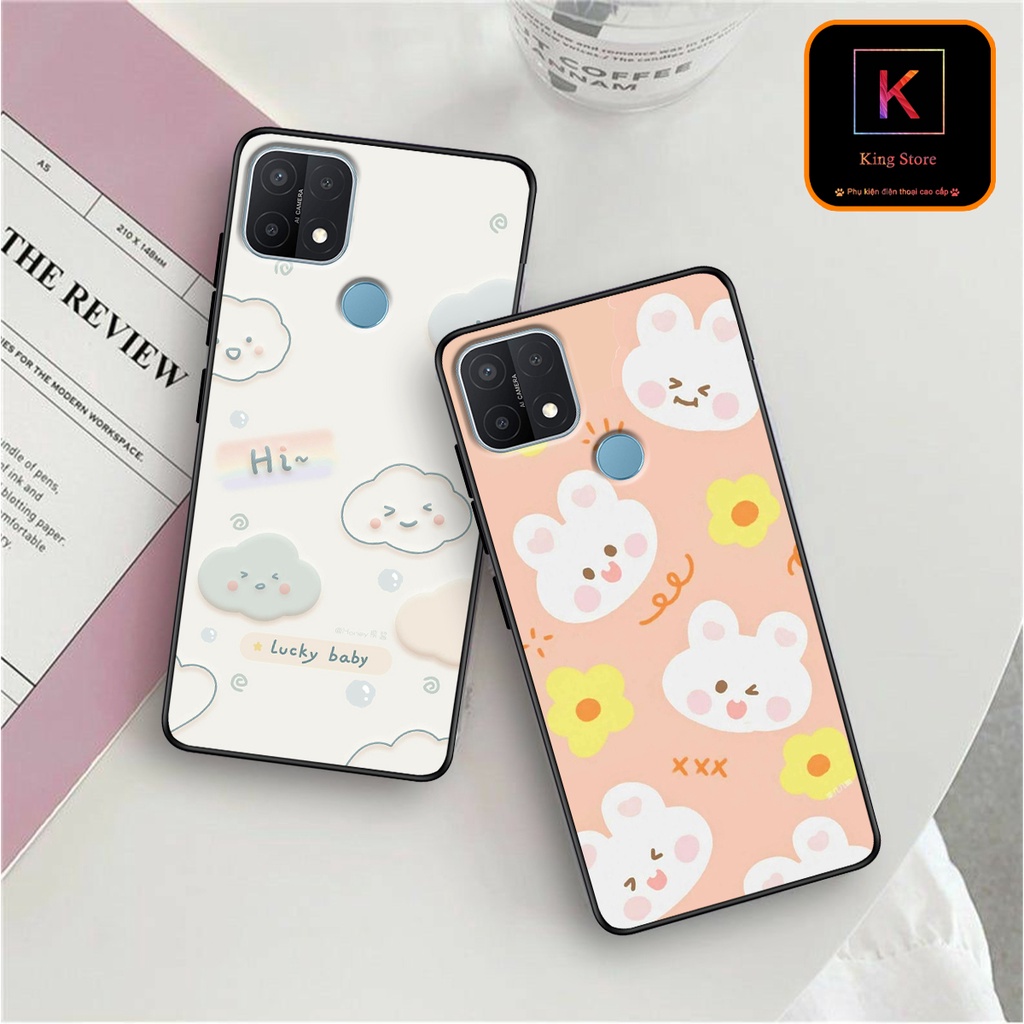 Ốp lưng Oppo A15 - Oppo A15s - Ốp in hình Gấu&amp;Thỏ siêu xinh - Lưng nhám viền TPU