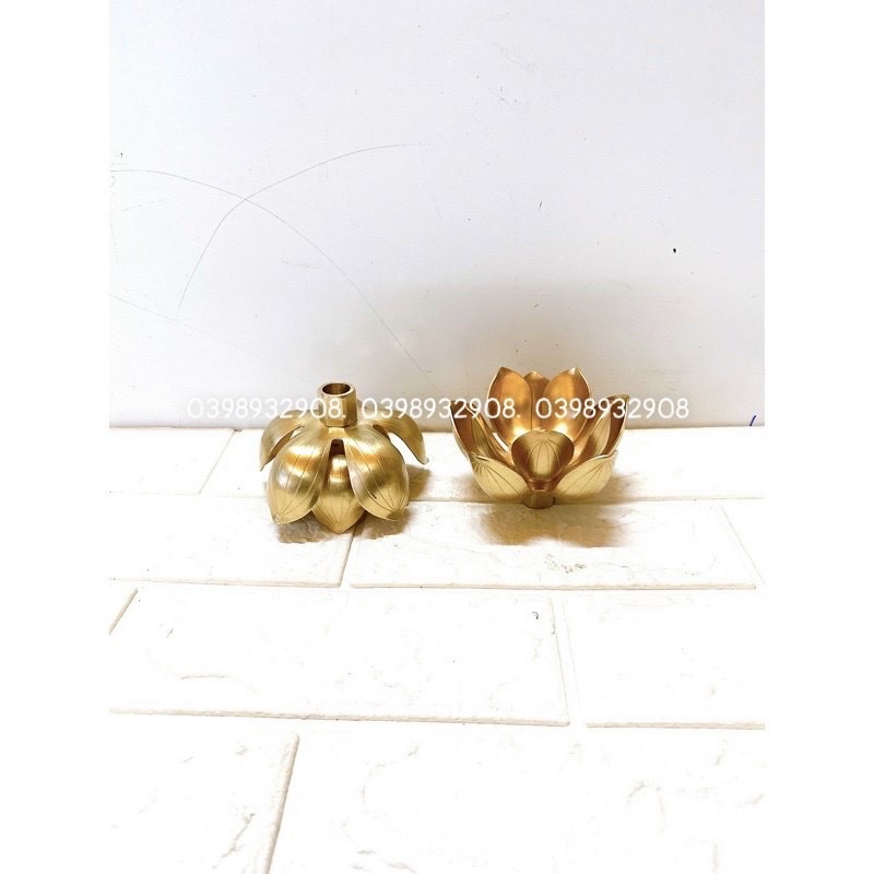 HOA SEN NẾN ĐỒNG CAO 7 x 10 cm nặng  470gr chất liệu bằng đồng