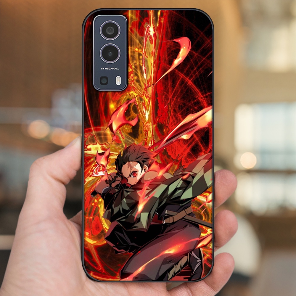 Ốp lưng Vivo Y72 5G viền đen in hình Tanjiro Kimetsu No Yaiba