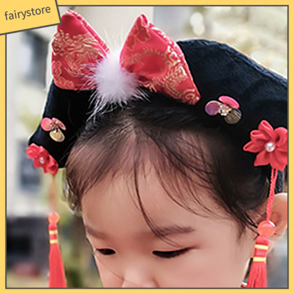 Cài tóc phối tua rua phong cách Trung Hoa cổ điển cho bé gái