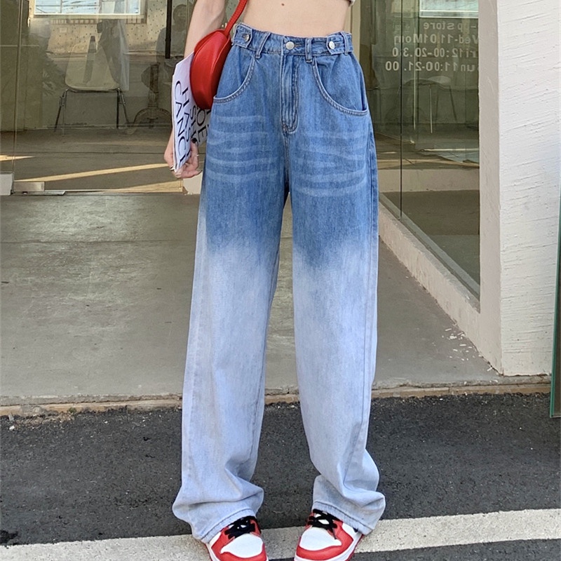 Quần Jean Dài Dáng Rộng Màu Gradient Thời Trang Cá Tính