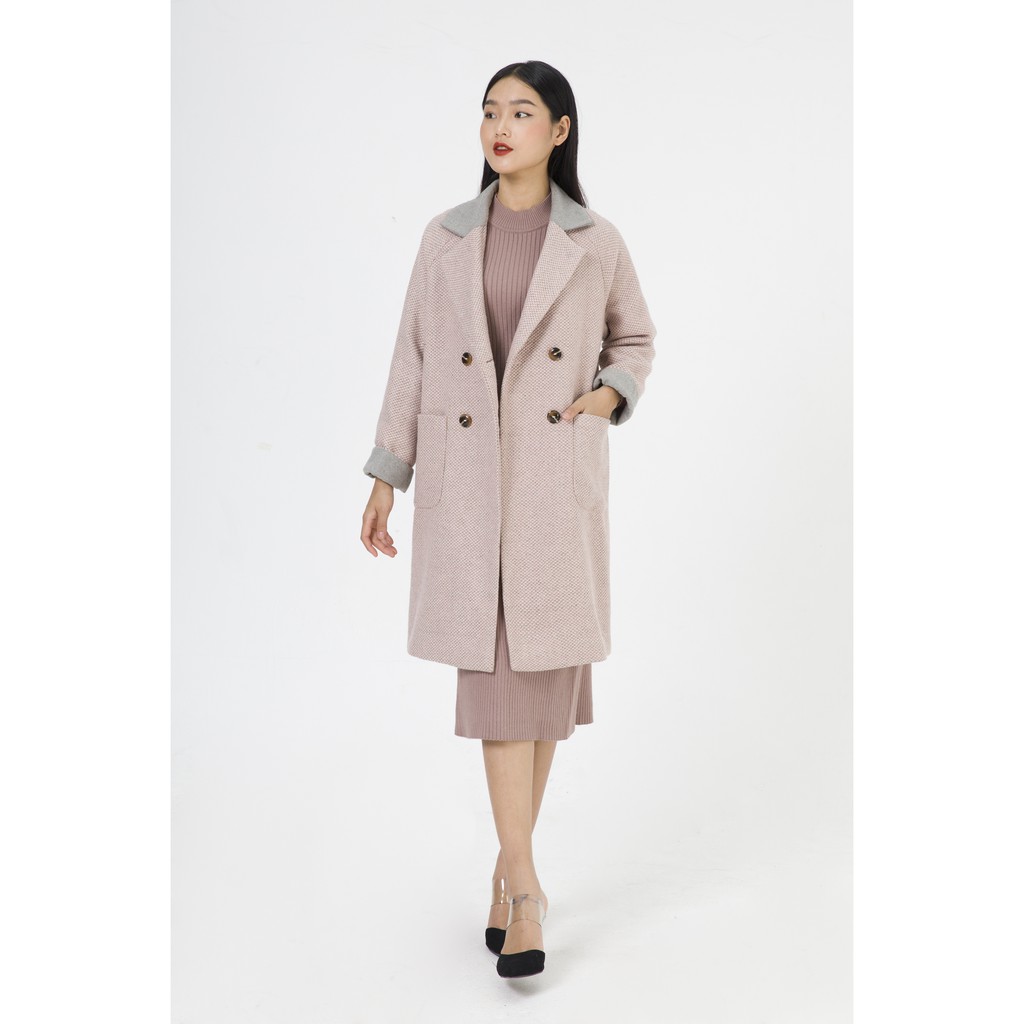 De Leah - Áo Khoác Tweed Dáng Rộng Pha Cổ - Thời trang thiết kế