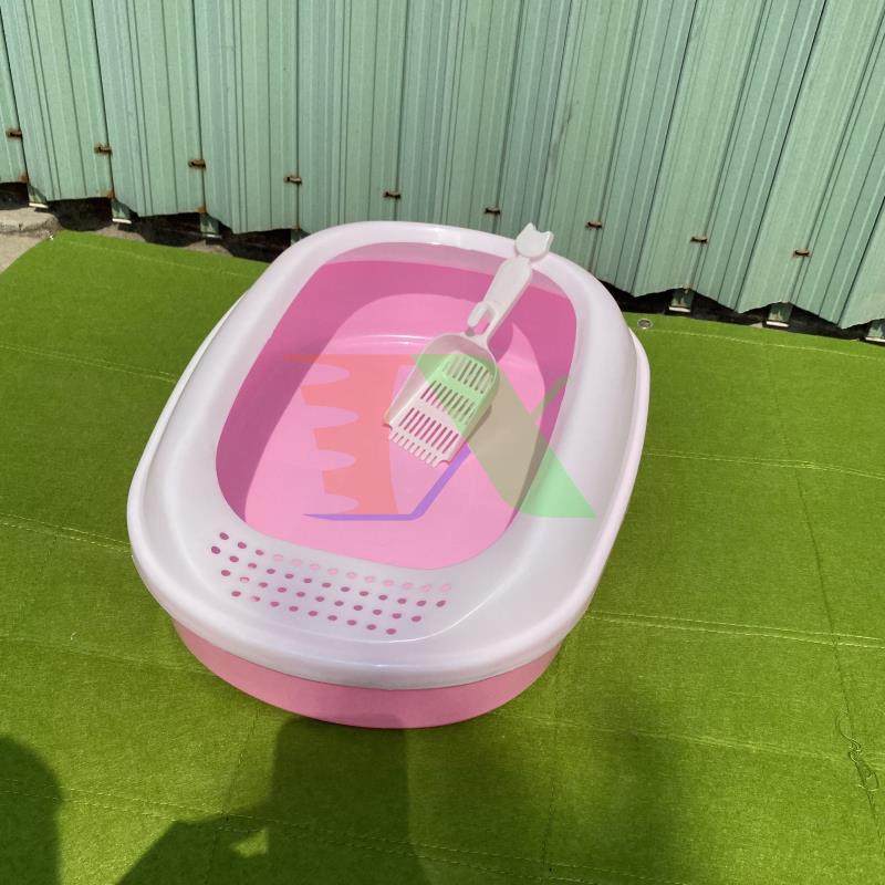 Khay vệ sinh Chó Mèo ECS-PET có ván giậm (Size S), Chậu cát vệ sinh Thú cưng Vật nuôi