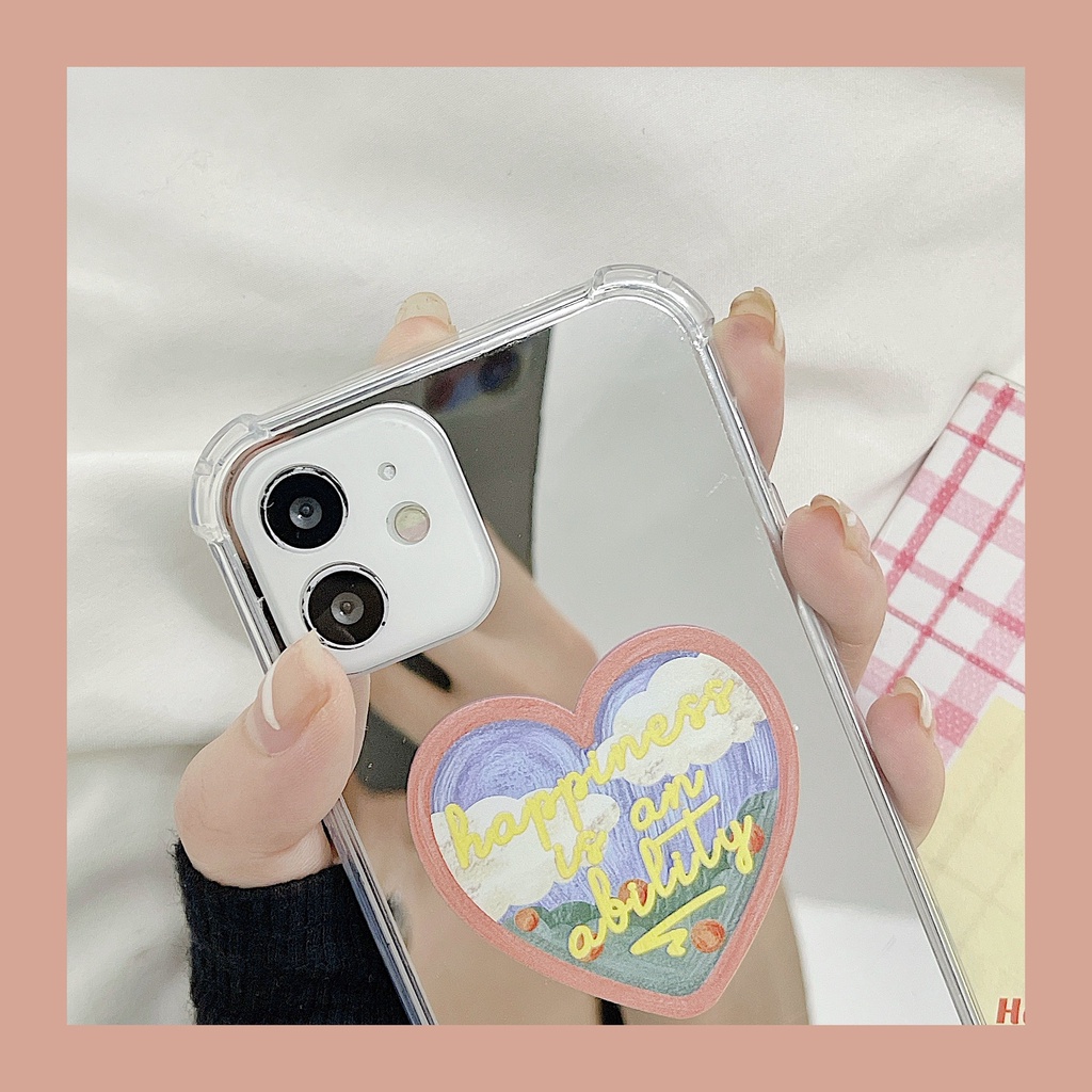 Ốp lưng iphone ốp Điện Thoại Mềm Gắn Gương Hình Trái Tim Hoạt Hình Cho iPhone 12 11 6/6plus/6s/6splus/7/7plus/8/8plus/x/xr/xs/11/12/Pro