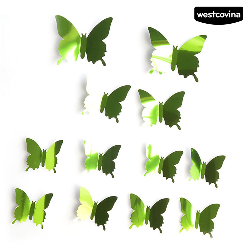 12 Sticker Dán Tường Hình Con Bướm 3d Dùng Trong Trang Trí Nhà