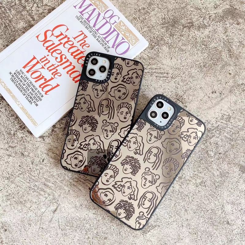 Ốp điện thoại mặt gương hình chân dung trừu tượng cho iphone 13 12 11 Pro Max X XS Max XR 7 8 Plus