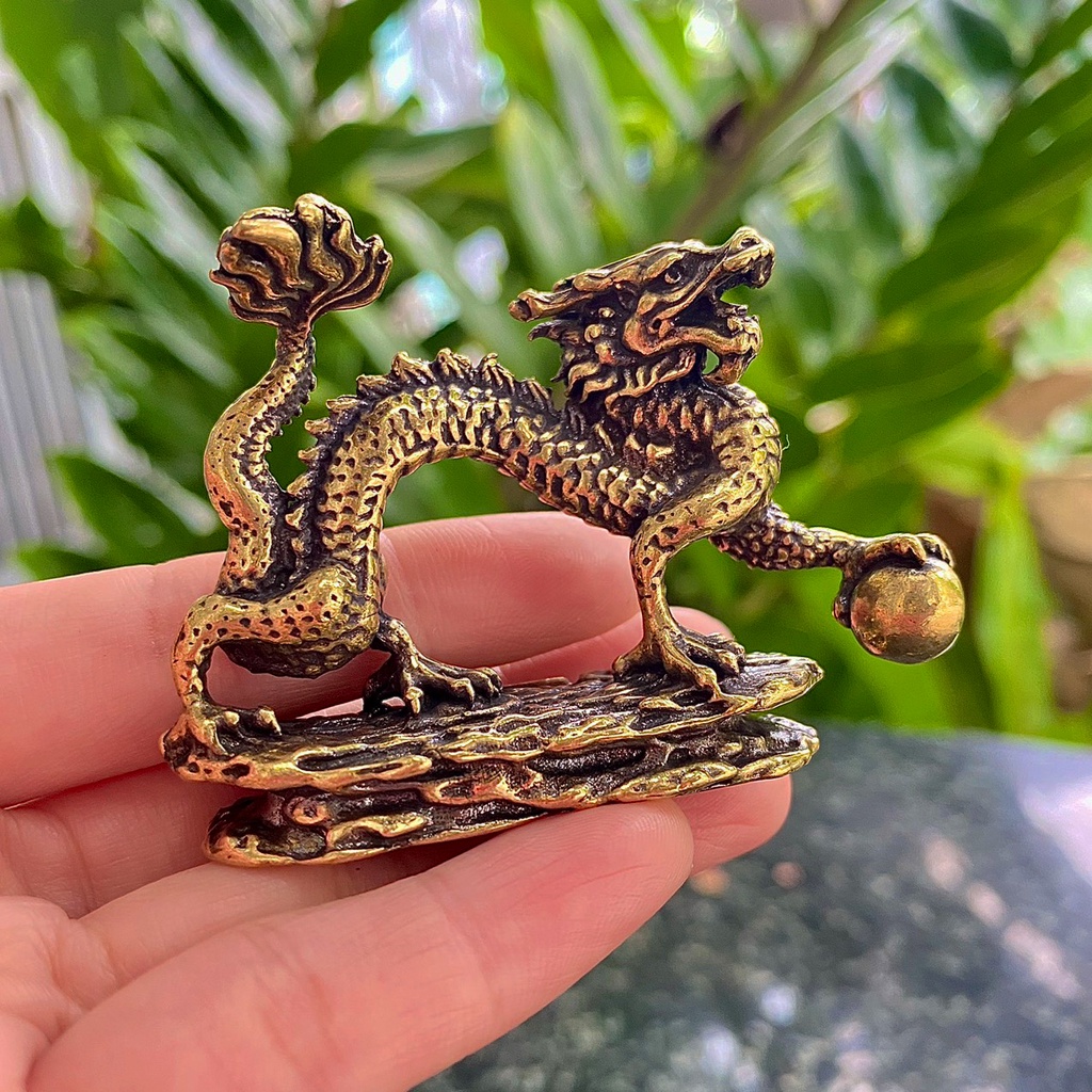 Tượng Đồng: Rồng Cầm Ngọc Châu - Vật Phẩm Phong Thủy Tài Lộc - May mắn - Tuổi Thìn