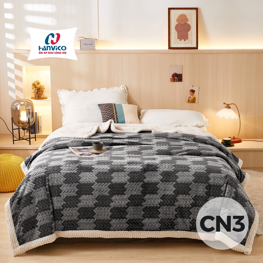 Chăn Lông Cừu Cao Cấp Hanvico / Vintage Siêu Mềm Siêu Ấm
