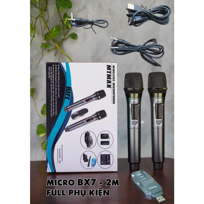 Micro Karaoke Chuyên Hát Trên Ô Tô BX7 2 Mic Phiên Bản 2022 Cao Cấp, Mic Hát Đa Năng Chống Ồn, Chống Hú Rít, Độ Nhạy cao