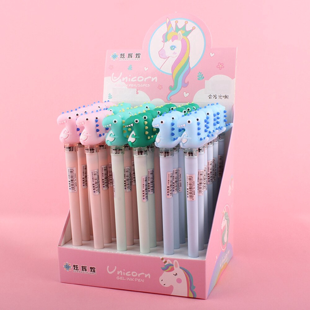 Bút Mực Gel Ngòi 0.5mm Thiết Kế Khủng Long Hoạt Hình Dễ Thương