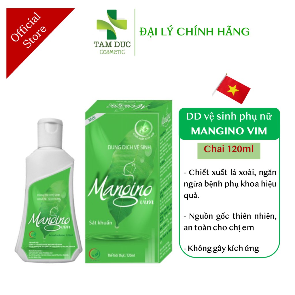 Dung Dịch Vệ Sinh Phụ Nữ MANGINO VIM [Chai 60 - 120ml] - MAGINO Chiết Xuất Lá Xoài [lactacyd/dạ hương]