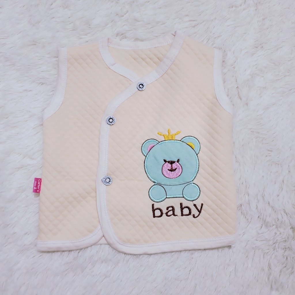 Áo gile nỉ xốp trần bông cài lệch sơ sinh cho bé trai/ bé gái (5-13kg)