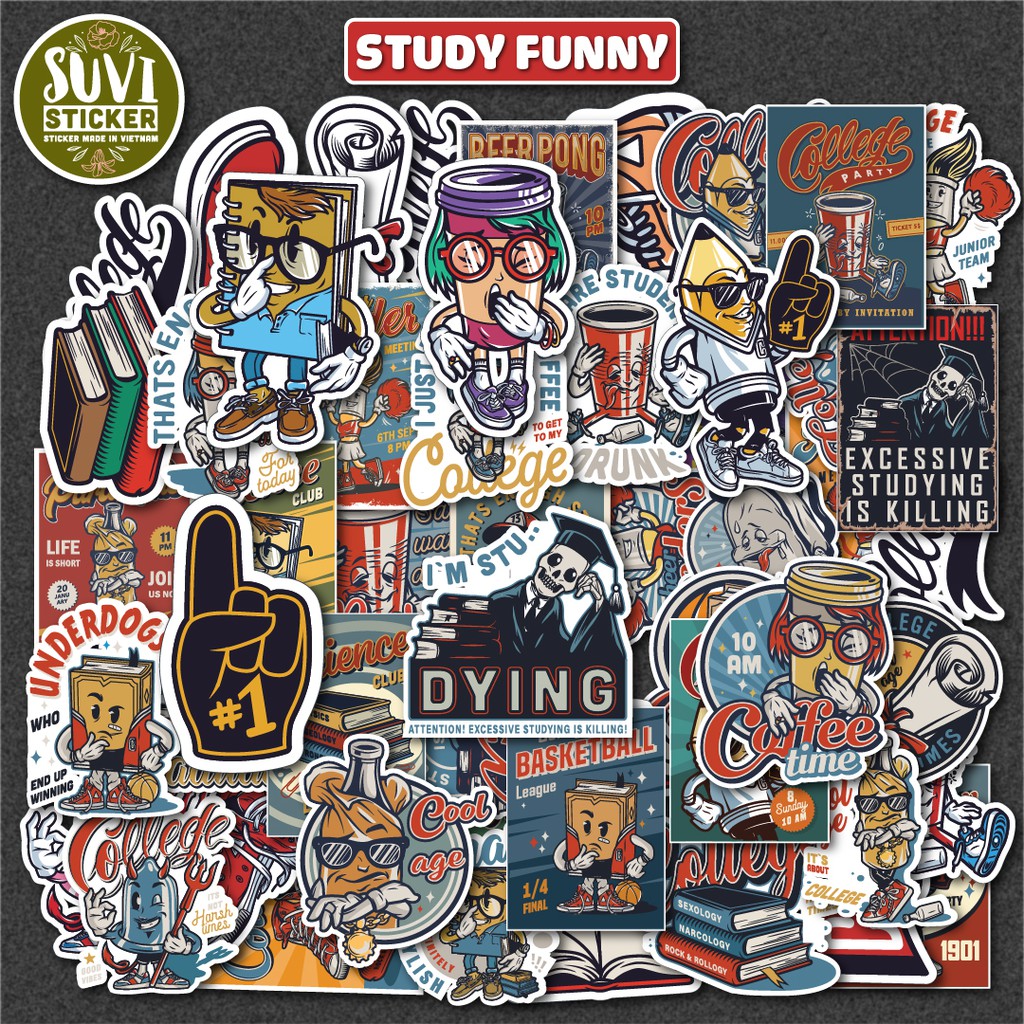 50 Sticker dán điện thoại School chống nước sticker dán laptop, điện thoại, đàn guitar, mũ bảo hiểm. MSP: V06