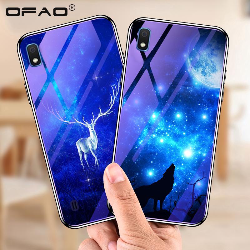 Ốp lưng mặt kính in họa tiết phát sáng dành cho Samsung Galaxy M20 A30 A10 A50