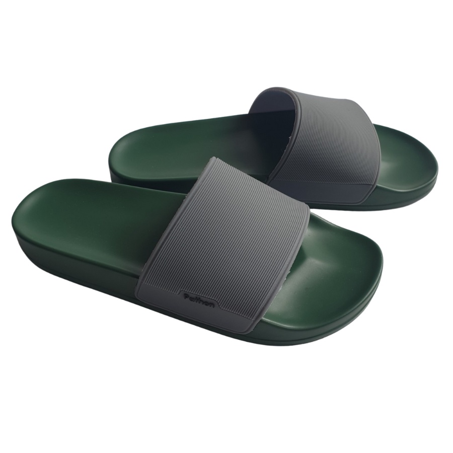 Dép nam nữ quai ngang slipper Pathon quai PVC và đế PU xanh quai xám Mẫu SD67