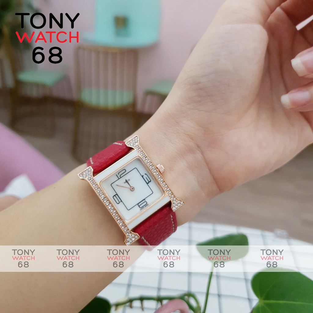 Đồng hồ nữ Winsley chữ H đẹp chính hãng dây da chống nước Tony Watch 68