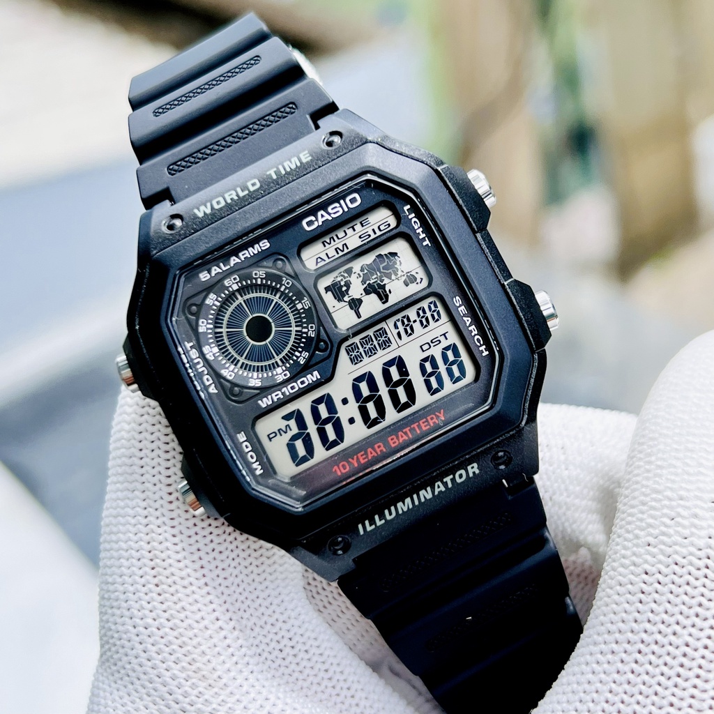 Đồng hồ điện tử nam dây nhựa Casio AE1200WH 1A