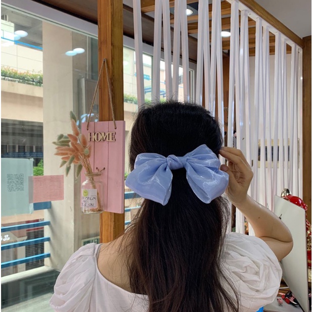 Kẹp Tóc Nơ Tiệm Thêu Việt Chất Liệu Voan Tơ Xước